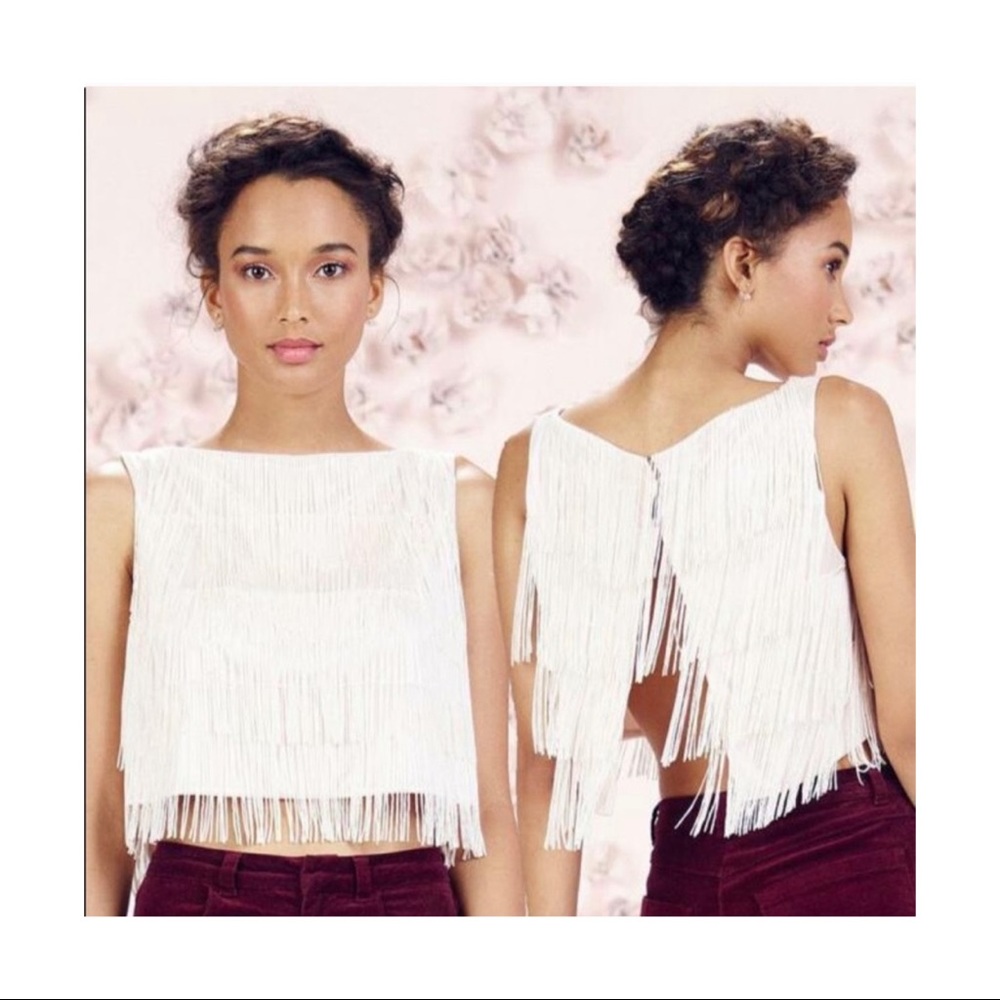 LC Lauren Conrad runway fringe crop top